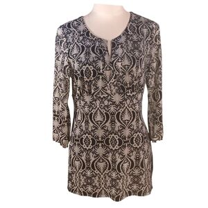 INC Long Sleeve Tunic W Gold Metallic Theads Large